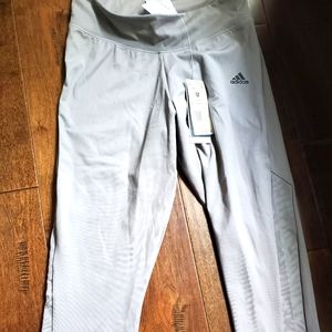 Adidas Capri work out leggings size medium,  new with tags. Gray color